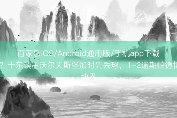 百家乐IOS/Android通用版/手机app下载 危？十东谈主沃尔夫斯堡加时先丢球，1-2逾期帕德博恩