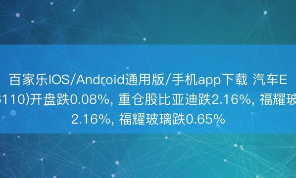 百家乐IOS/Android通用版/手机app下载 汽车ETF国泰(516110)开盘跌0.08%， 重仓股比亚迪跌2.16%， 福耀玻璃跌0.65%