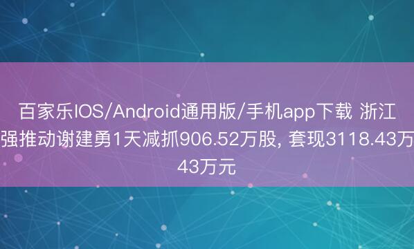 百家乐IOS/Android通用版/手机app下载 浙江永强推动谢建勇1天减抓906.52万股， 套现3118.43万元